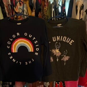 Old Navy Kids Long Sleeve Tees - Rainbow & Ballerina Designs